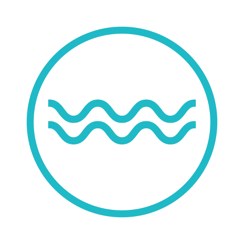 Traful’s turquoise circular wave logo